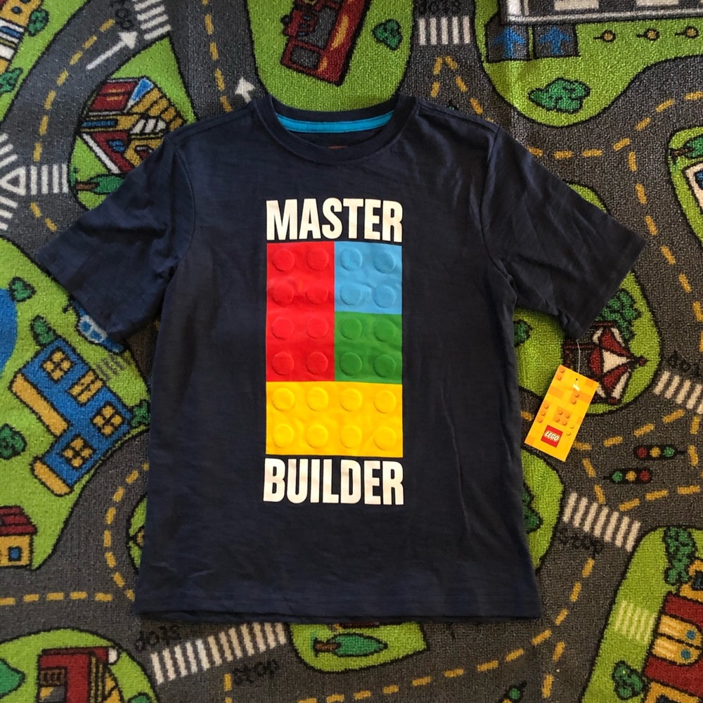 Boys Navy blue Size 8 child’s Lego builder T-shirt